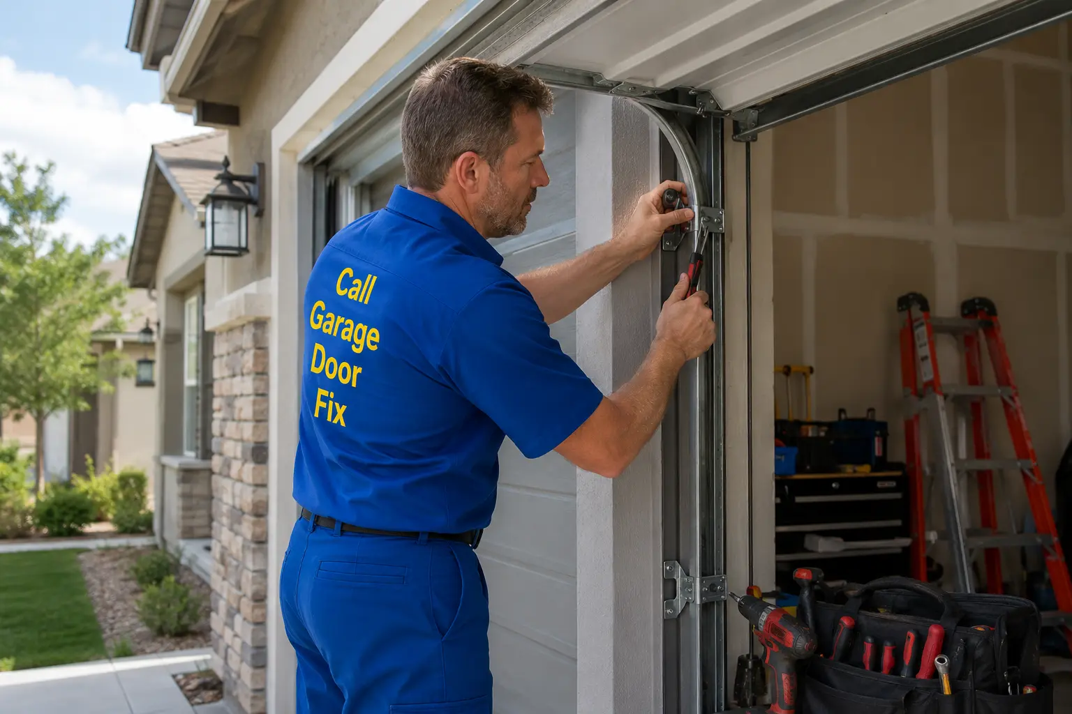 Residential Garage Door Roller Track Repair in Peoria il